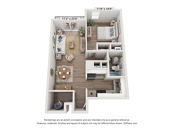 Floorplan One Bedroom One Bath Layout