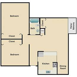 Floorplan Two Bedroom One Bath Layout