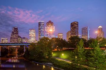 View of skyline at dusk