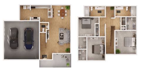Floorplan C2 Townhome + Garage layout