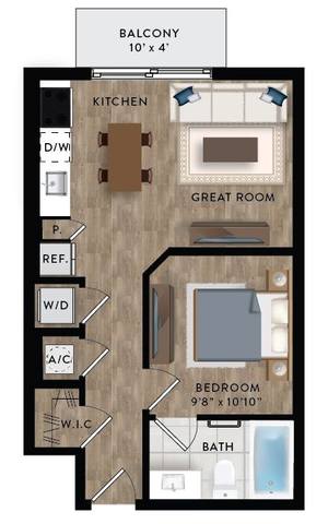 Floorplan Jr. 1 Bedroom 2A layout