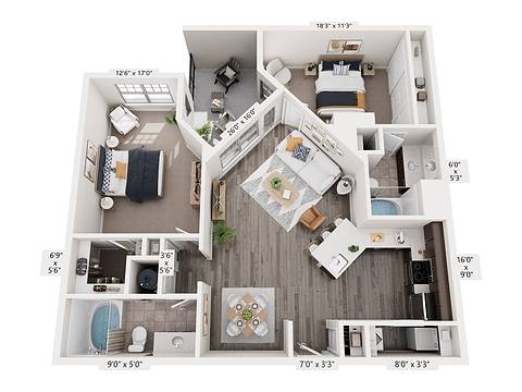 Floorplan B2 - iNetwork Renovated layout