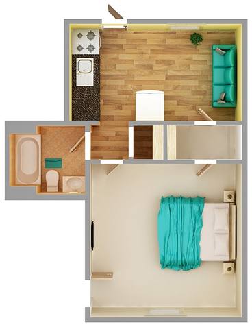 Floorplan 1 Bedroom 1A layout