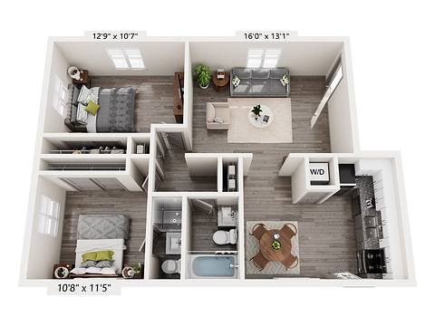 Floorplan 2 Bedroom A layout