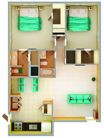 Floorplan 2 Bedroom C layout