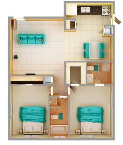 Floorplan 2 Bedroom B layout