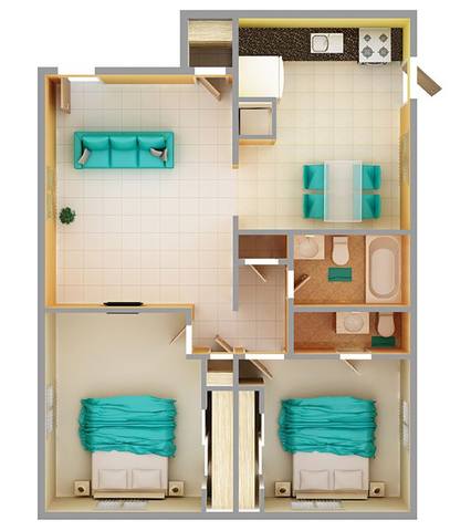Floorplan 2 Bedroom A layout