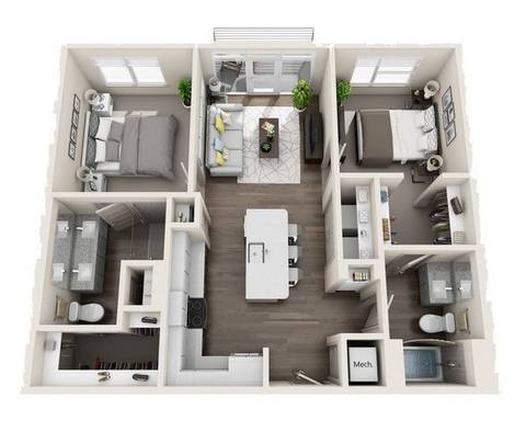 Floorplan B2 Mid-Rise layout