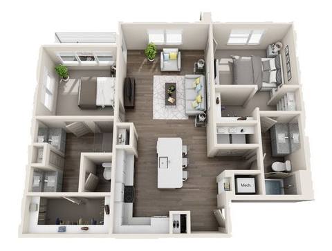 Floorplan B3 Mid-Rise layout