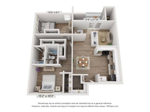 Floorplan Two Bed Two Bath layout