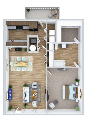 Floorplan 1 Bedroom Apartments layout