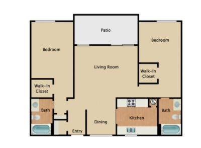 Floorplan Two Bedroom Two Bath layout