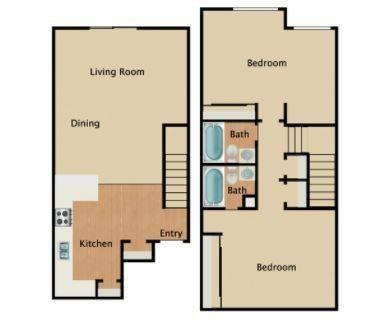 Floorplan Two Bedroom Two Bath TH layout
