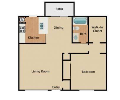 Floorplan One Bedroom One Bath Large layout