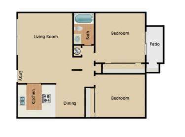 Floorplan Two Bedroom One Bath layout