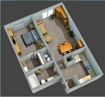 Floorplan 1 Bedroom 1 Bath layout