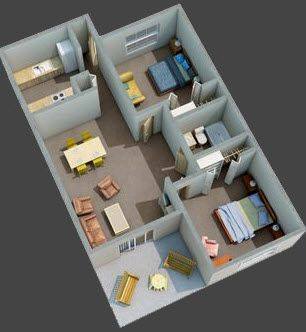 Floorplan 2 Bedroom 1 Bath  layout