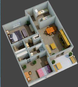 Floorplan 2 Bedroom 1.5 Bath layout