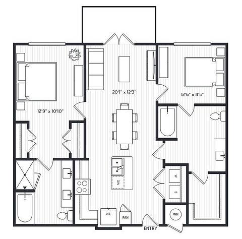 Floorplan B1-HC layout