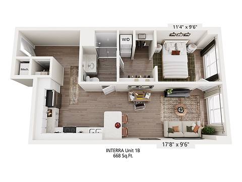 Floorplan 1B layout