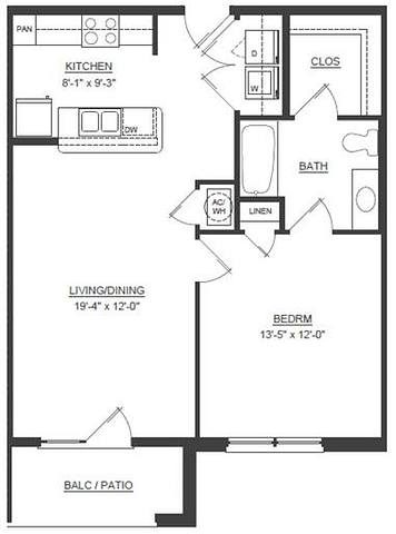 Floorplan 1 Bedroom layout