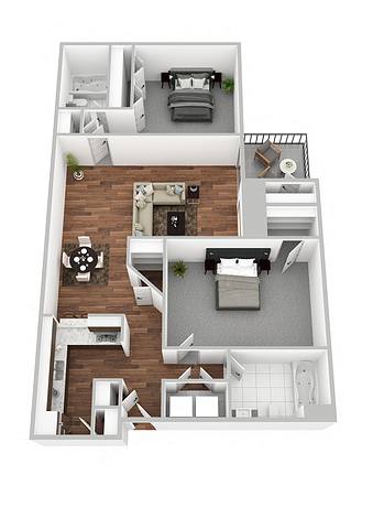 Floorplan 2 Bed / 2 Bath 1,137 layout