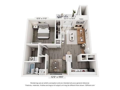 Floorplan One Bed / One Bath layout