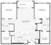 Floor plan of a two-bedroom apartment with living, dining, kitchen, and balcony.
