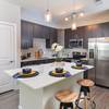 Kitchen with stainless steel appliances and island