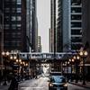 City street view with cars and buildings