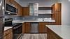 Apartment kitchen with stainless steel appliances