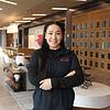 smiling woman with polo shirt