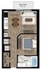 Floor plan Jr. 1 Bedroom 2B layout