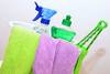 Cleaning supplies in bucket