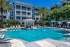 Swimming pool with view of apartment building