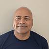 man wearing navy blue shirt