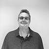 Man with smile, black and white photo
