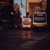 public bus stop on busy street