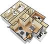 Floorplan Two Bed Two Bath Layout