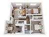 Floorplan 2 Bed 1 Bath Layout
