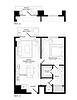 A5 floor plan featuring kitchen, living/dining room, bedroom, bath with walk-in closet, and patio/balcony